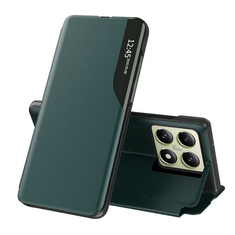 Husa pentru Xiaomi 14T tip carte, Skyddar Eco View Leather - Verde