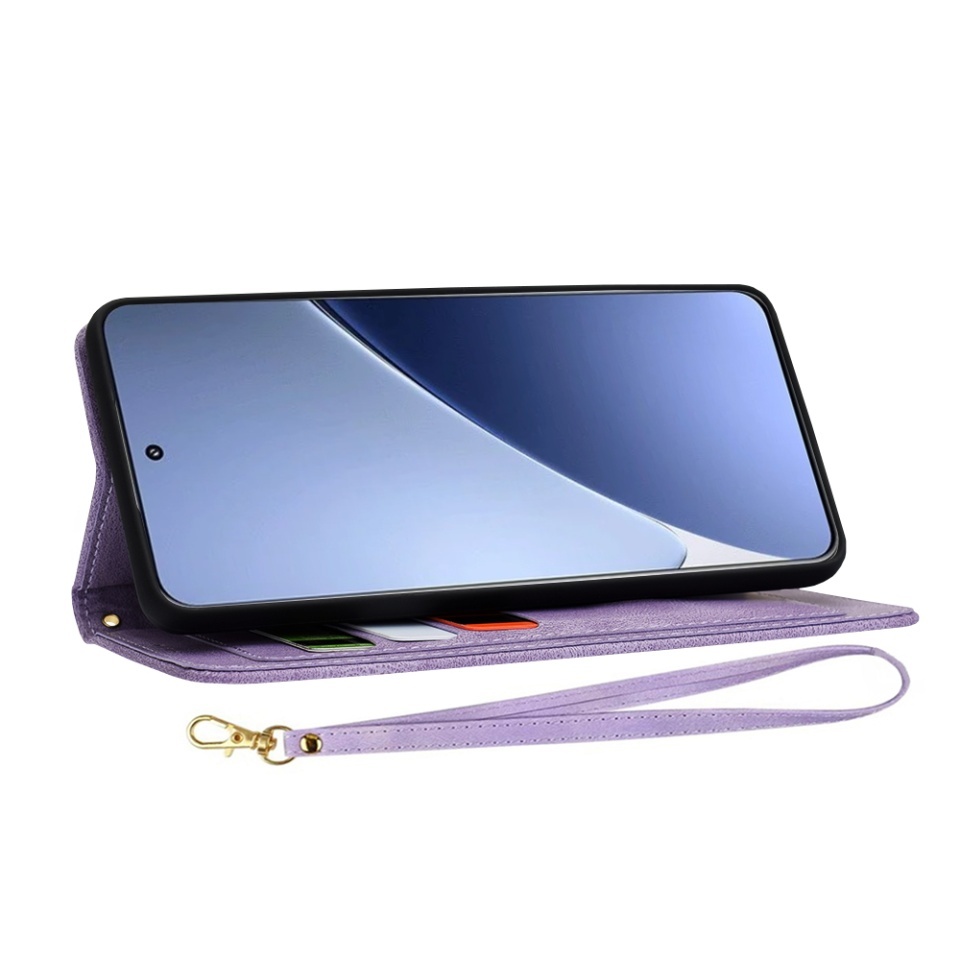 Husa pentru Xiaomi 15 Pro, SKYDDAR INNOVATION, Flipcraft din Piele Ecologică, Stand Integrat, Buzunare pentru Carduri, set cu sticker, Mov - 2 | YEO