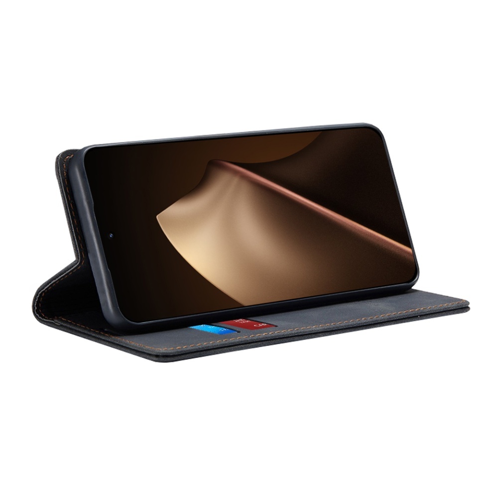 Husa pentru Xiaomi 15T Pro, SKYDDAR INNOVATION, Confy Cover tip Carte din piele Eco Premium, cu Portofel Interior, set cu sticker, Negru - 1 | YEO