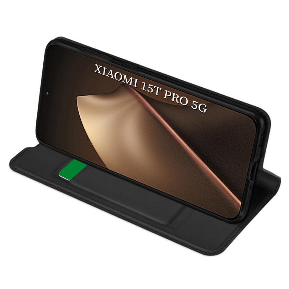 Husa pentru Xiaomi 15T Pro, SKYDDAR INNOVATION, Magskin Book, tip Carte cu Portofel Interior, set cu sticker, Negru - 1 | YEO