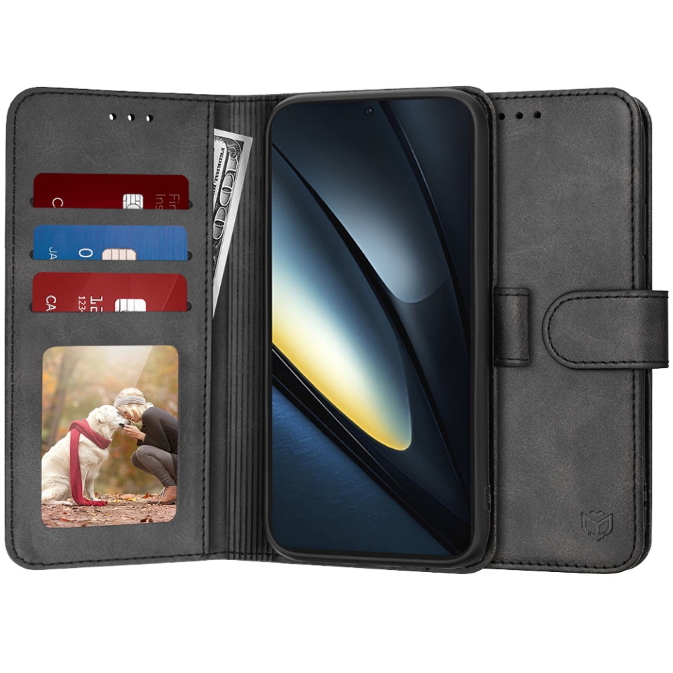 Husa pentru Xiaomi Poco F6 Pro tip carte, cu Portofel Interior, Protectie la socuri, SKYDDAR Elite Book - Negru