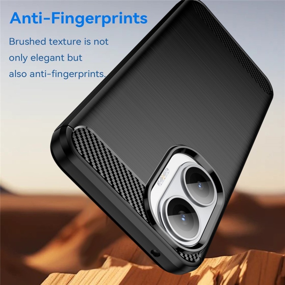 Husa pentru Xiaomi Poco F7, SKYDDAR INNOVATION, Carbon Silicone, din Silicon Slim, cu textura Fibra Carbon, set cu sticker, Negru - 2 | YEO