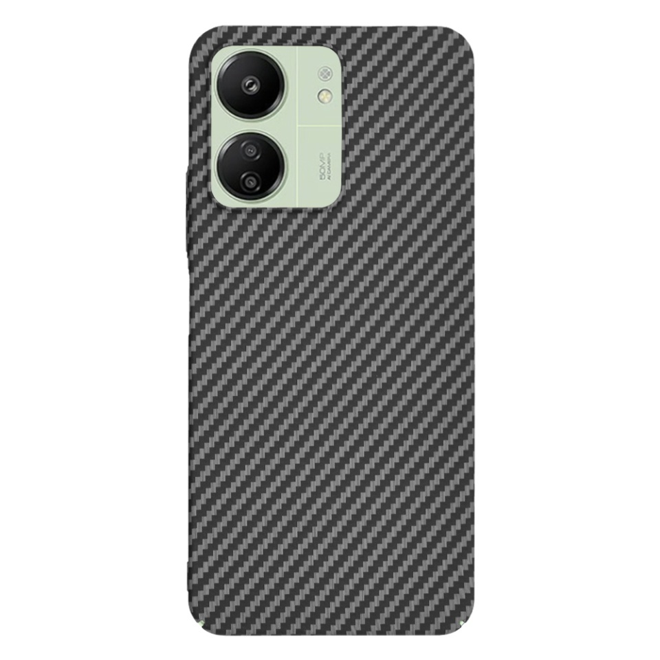 Husa pentru Xiaomi Redmi 13C 4G / Poco C65 / Redmi 13C 5G, SKYDDAR INNOVATION, textura carbon, Carbonite FiberShell, set cu sticker, Negru, - 2 | YEO
