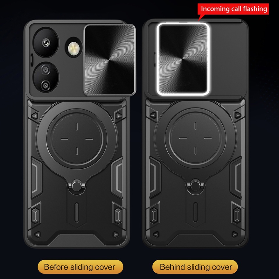 Husa pentru Xiaomi Redmi 13C 4G / Poco C65, SKYDDAR INNOVATION, CamGuard Pro, Inel Magnetic, Protectie Camera, set cu sticker, Negru - 2 | YEO