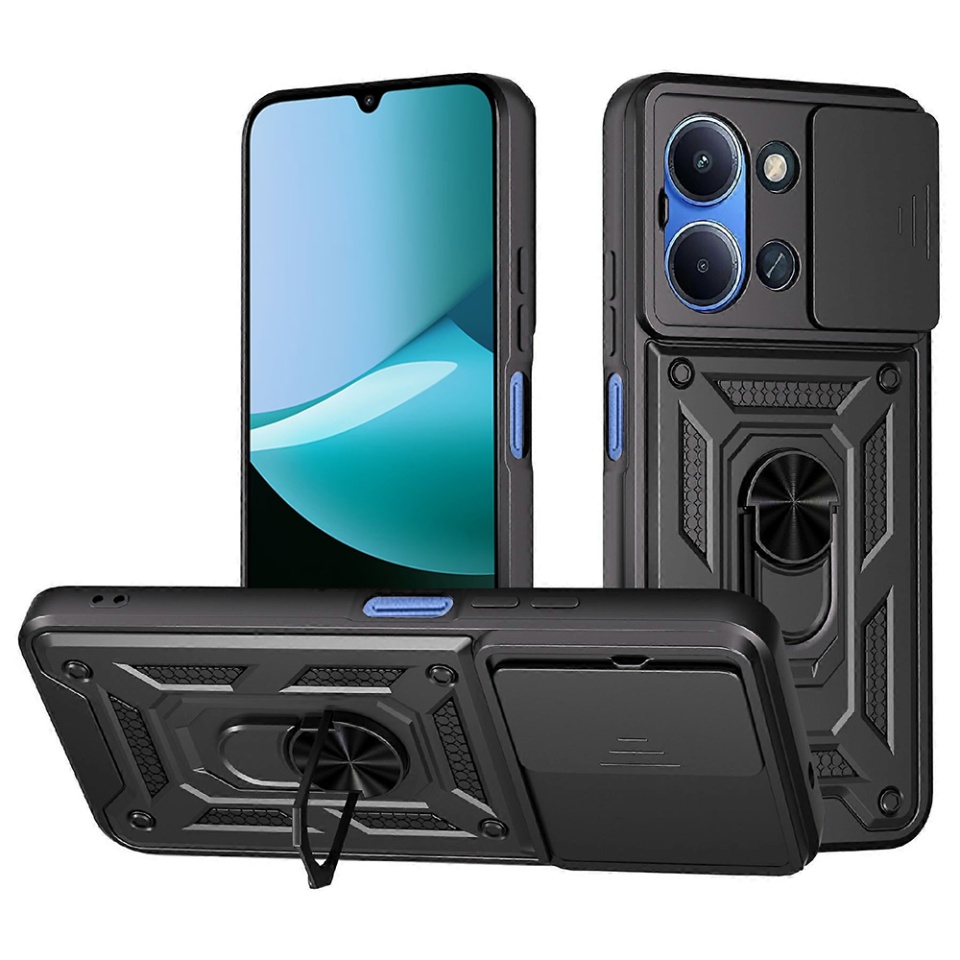 Husa pentru Xiaomi Redmi 15C 4G / Redmi 15C 5G, SKYDDAR INNOVATION, CamShield, Inel magnetic, set cu sticker, Negru