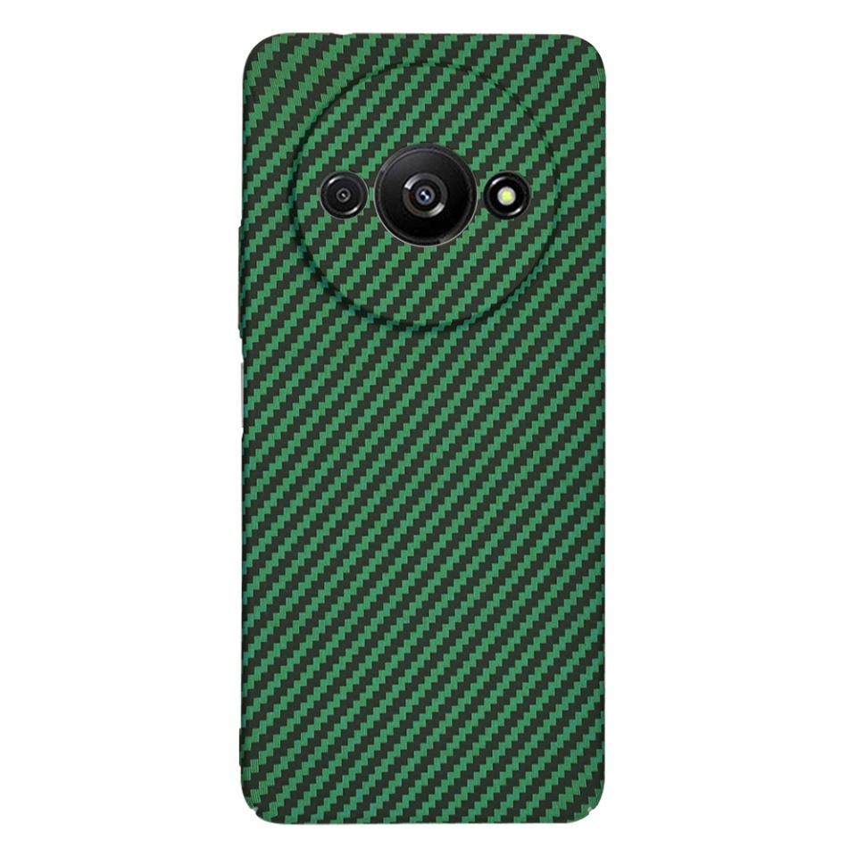 Husa pentru Xiaomi Redmi A3, SKYDDAR INNOVATION, textura carbon, Carbonite FiberShell, set cu sticker, Verde, - 2 | YEO