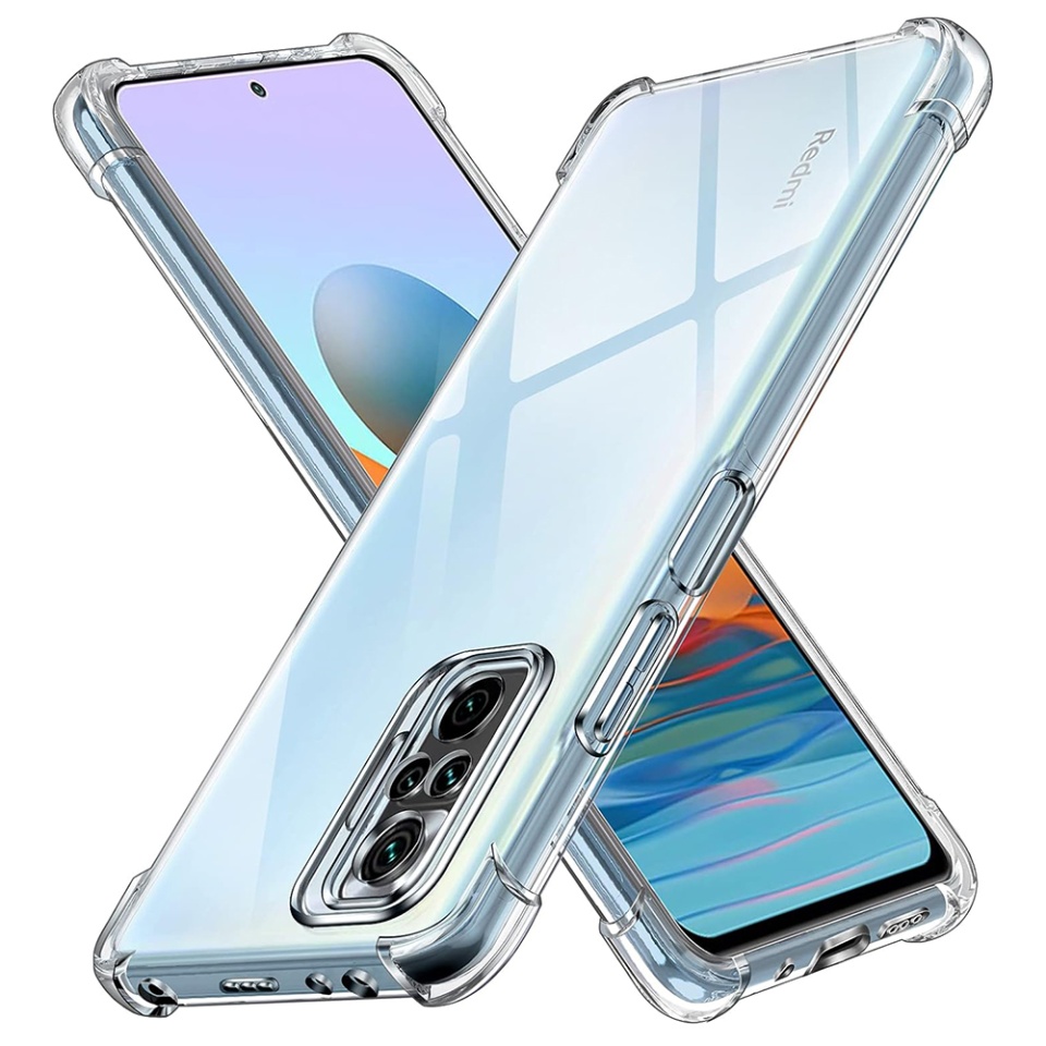 Husa pentru Xiaomi Redmi Note 10 Pro / Redmi Note 10 Pro Max , SKYDDAR INNOVATION, Shockproof Clear din Silicon Slim, Transparenta, set cu sticker