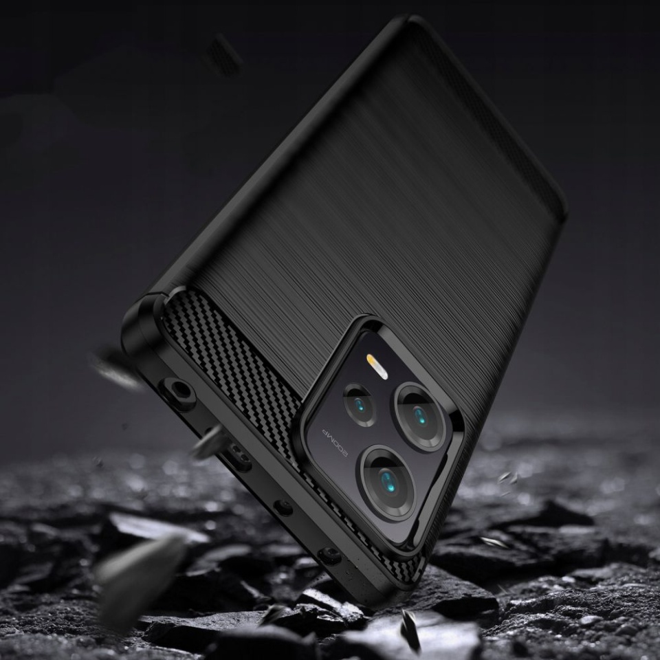 Husa pentru Xiaomi Redmi Note 12 5G / Poco X5, SKYDDAR INNOVATION, Carbon Silicone, din Silicon Slim, cu textura Fibra Carbon, set cu sticker, Negru - 3 | YEO