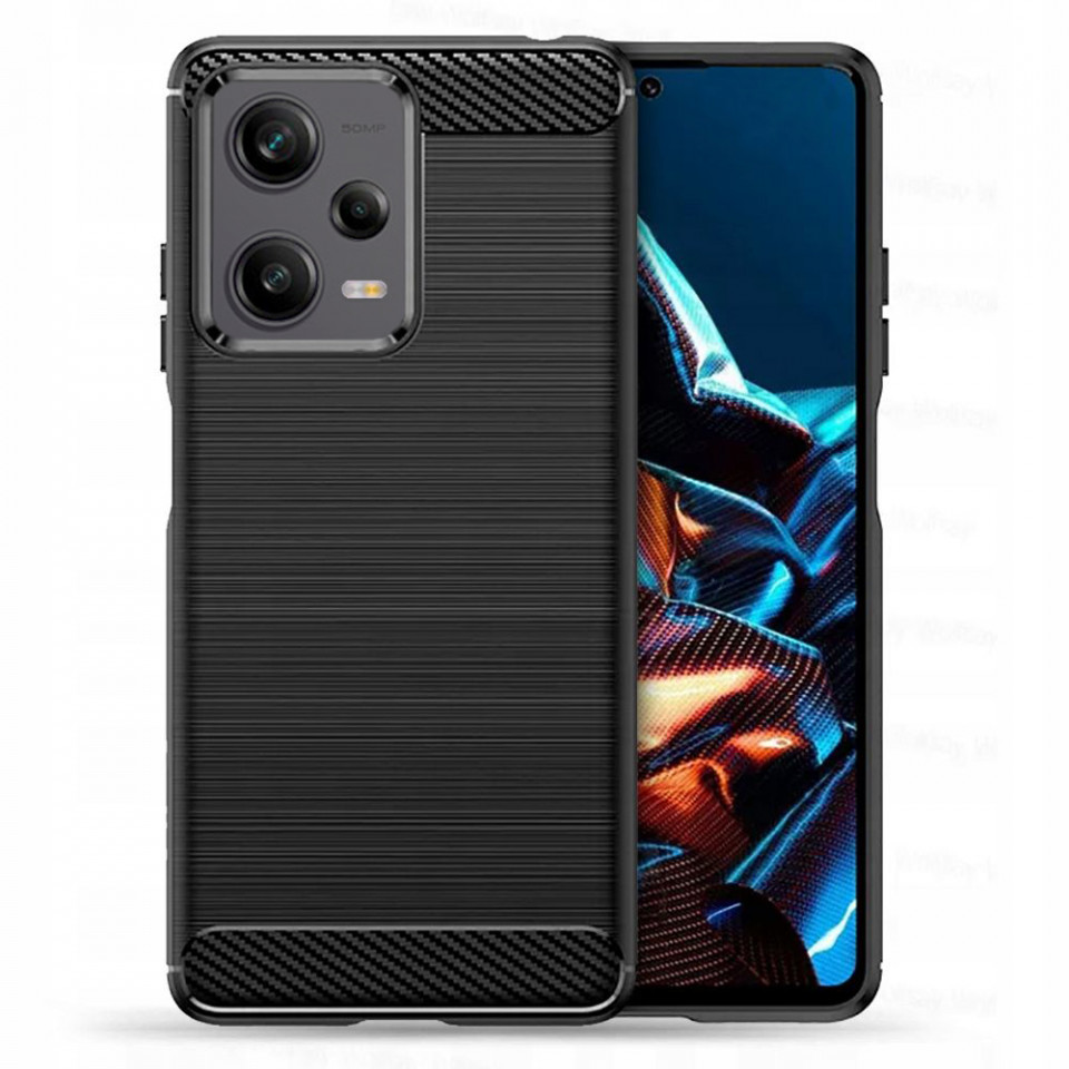 Husa pentru Xiaomi Redmi Note 12 Pro / Poco X5 Pro din silicon, Slim, cu textura Fibra Carbon - Negru