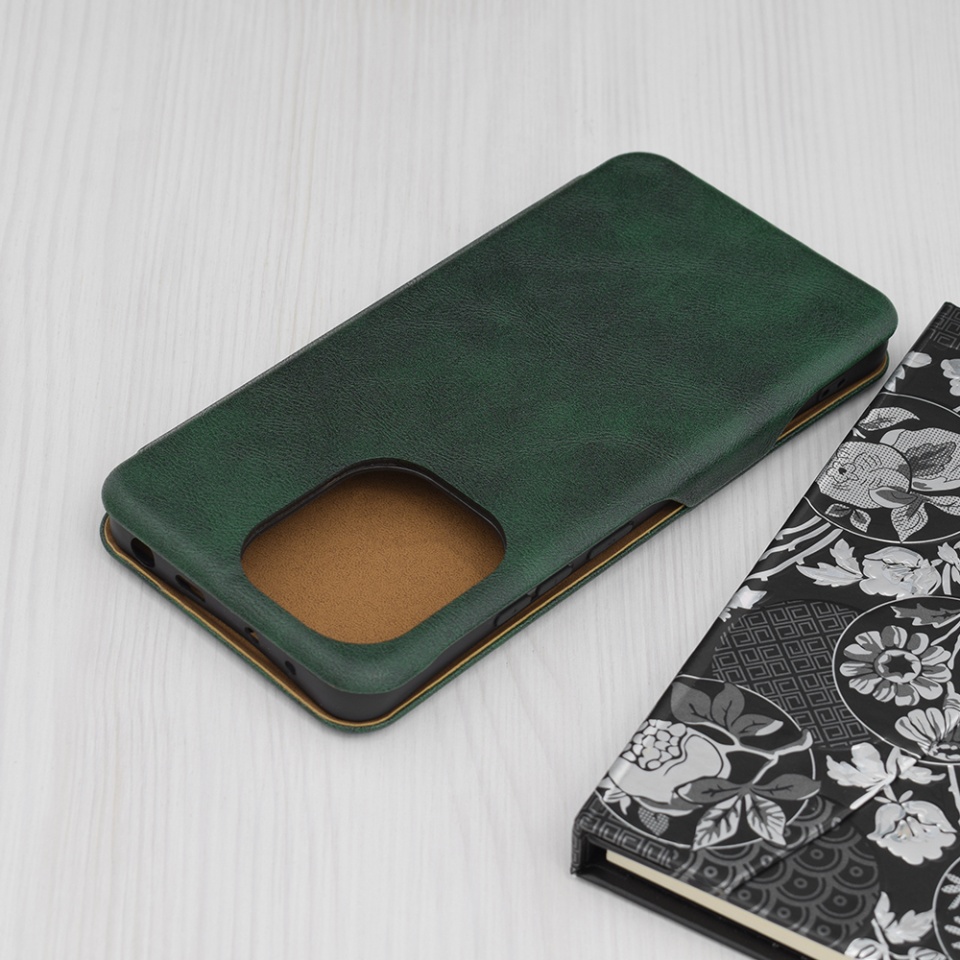 Husa pentru Xiaomi Redmi Note 13 4G, SKYDDAR INNOVATION, Safe Wallet tip carte din Piele Ecologica, Suport Carduri, Inchidere Magnetica, Verde, set cu sticker - 3 | YEO