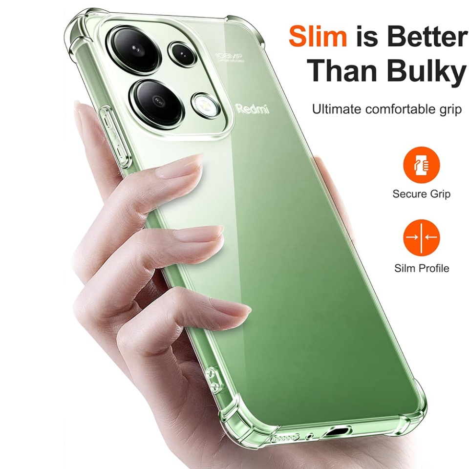 Husa pentru Xiaomi Redmi Note 13 4G , SKYDDAR INNOVATION, Shockproof Clear din Silicon Slim, Transparenta, set cu sticker - 1 | YEO