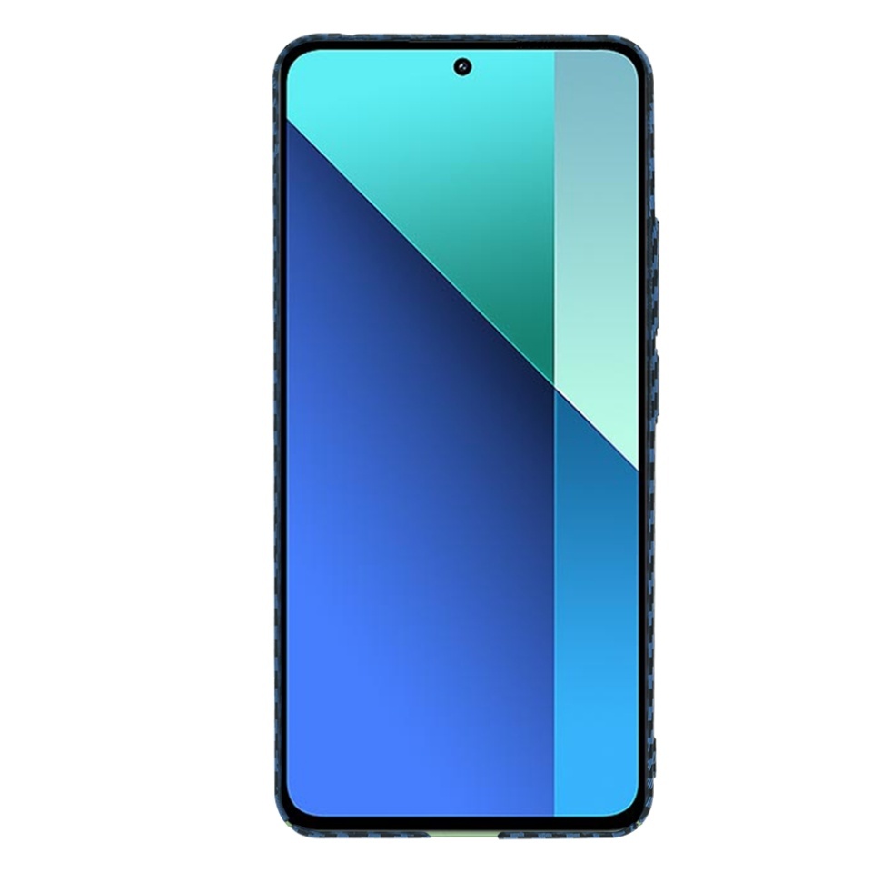 Husa pentru Xiaomi Redmi Note 13 4G, SKYDDAR INNOVATION, textura carbon, Carbonite FiberShell, set cu sticker, Cyan, - 1 | YEO