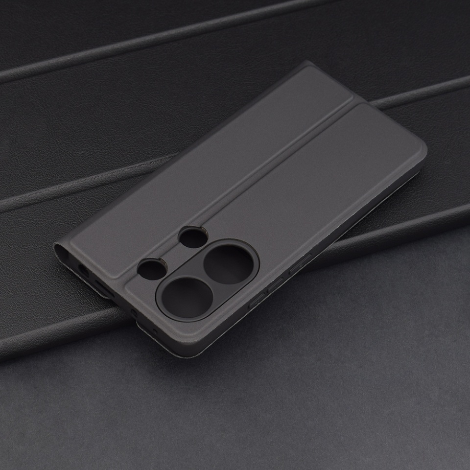 Husa pentru Xiaomi Redmi Note 13 Pro 4G / Poco M6 Pro 4G, SKYDDAR INNOVATION, Magskin Book, tip Carte cu Portofel Interior, set cu sticker, Negru - 1 | YEO
