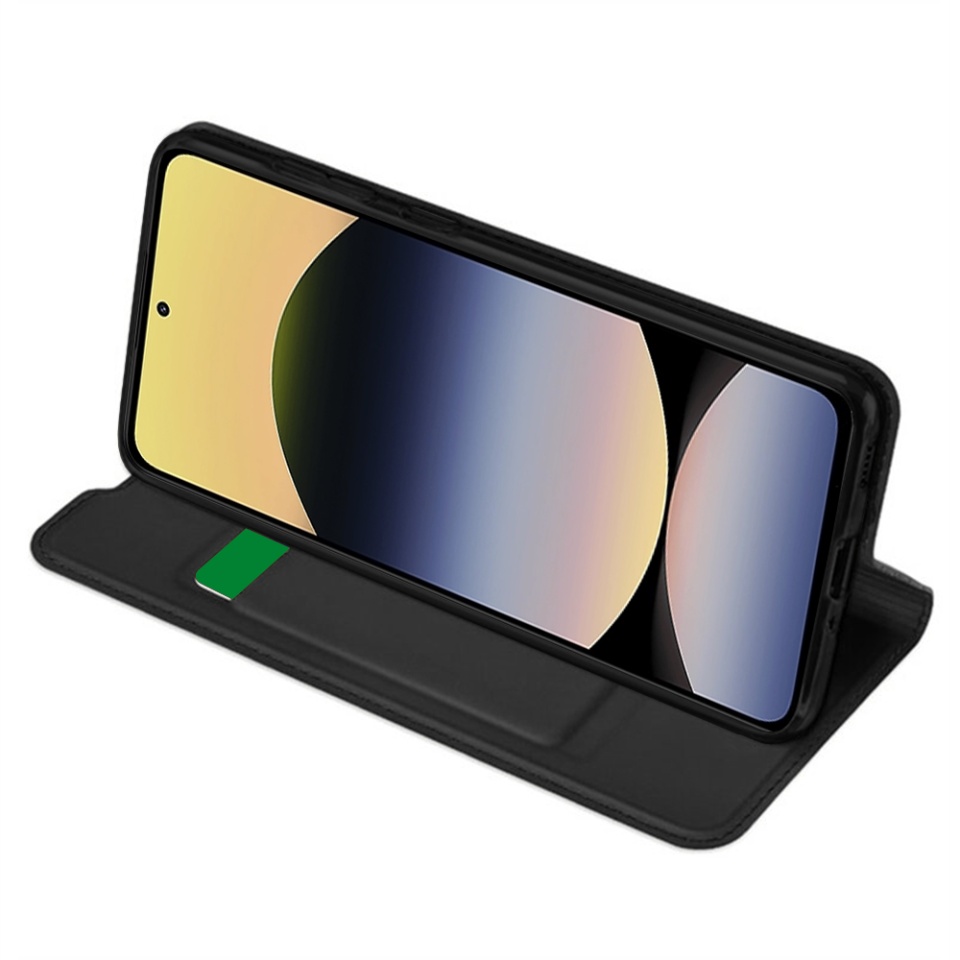 Husa pentru Xiaomi Redmi Note 14 4G (Regional), SKYDDAR INNOVATION, Magskin Book, tip Carte cu Portofel Interior, set cu sticker, Negru - 1 | YEO