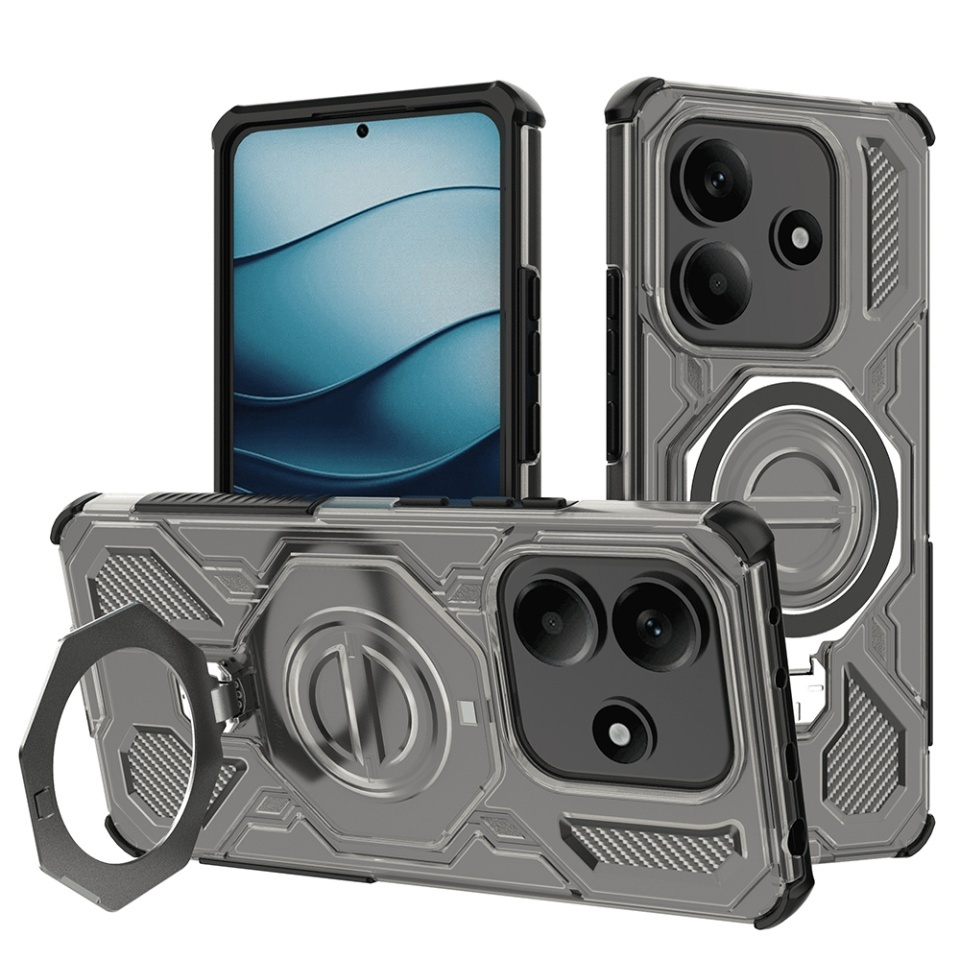 Husa pentru Xiaomi Redmi Note 14 5G, Antisoc, SKYDDAR INOVATION, Carbon Shield PRO, Magsafe, set cu sticker, Fumuriu