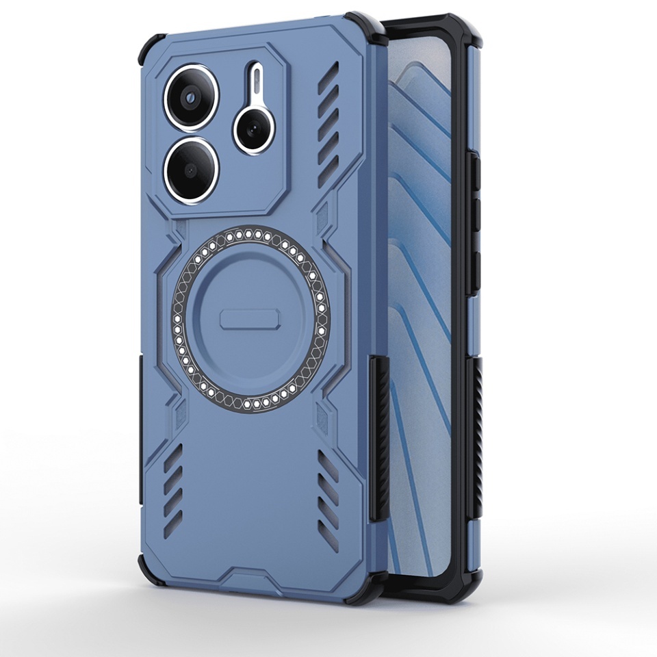 Husa pentru Xiaomi Redmi Note 14 5G, SKYDDAR INOVATION, ArmorMag, Magsafe, set cu sticker, Albastru