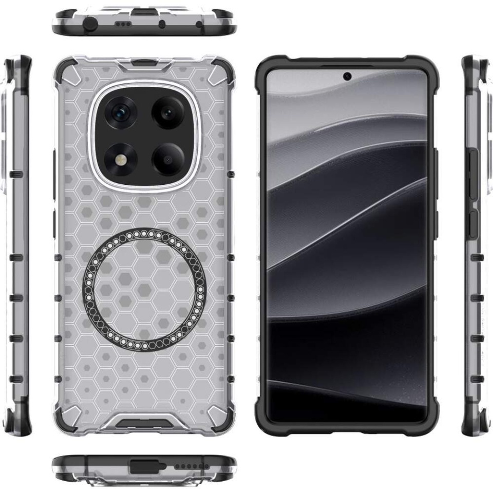 Husa pentru Xiaomi Redmi Note 14 Pro 4G, SKYDDAR INNOVATION, HoneyComb Shield MagSafe, Alb, set cu sticker - 3 | YEO