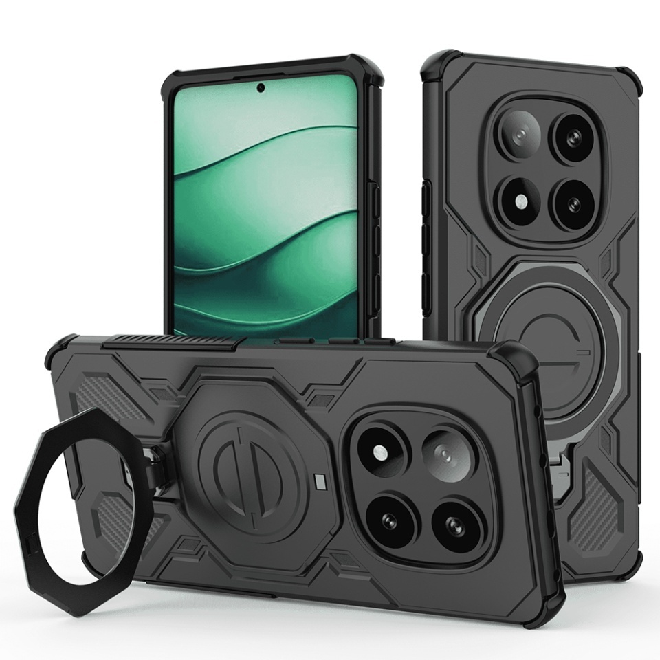 Husa pentru Xiaomi Redmi Note 14 Pro+ 5G, Antisoc, SKYDDAR INOVATION, Carbon Shield PRO, Magsafe, set cu sticker, Negru