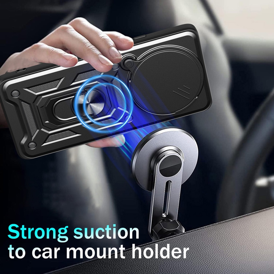 Husa pentru Xiaomi Redmi Note 14 Pro+ 5G cu inel magnetic si protectie camera CamShield - Negru - 3 | YEO