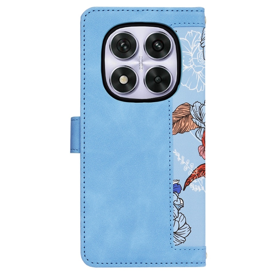 Husa pentru Xiaomi Redmi Note 14 Pro 5G / Poco X7, SKYDDAR INNOVATION, Flipcraft din Piele Ecologică, Stand Integrat, Buzunare pentru Carduri, set cu sticker, Bleu - 2 | YEO