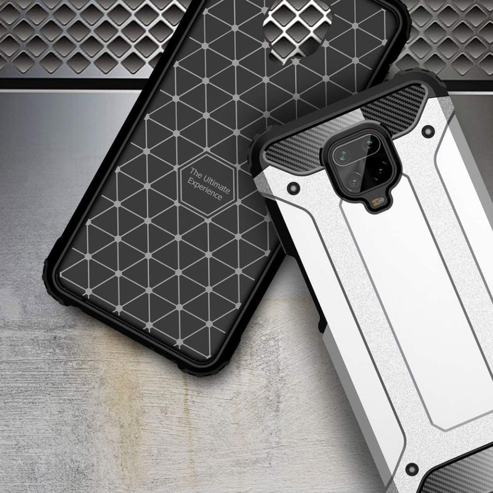 Husa pentru Xiaomi Redmi Note 9 Pro / Redmi Note 9S / Redmi Note 9 Pro Max, SKYDDAR INNOVATION, Hybrid Armor, din Plastic Dur, Margini Cauciucate, Antisoc, set cu sticker, Negru - 3 | YEO