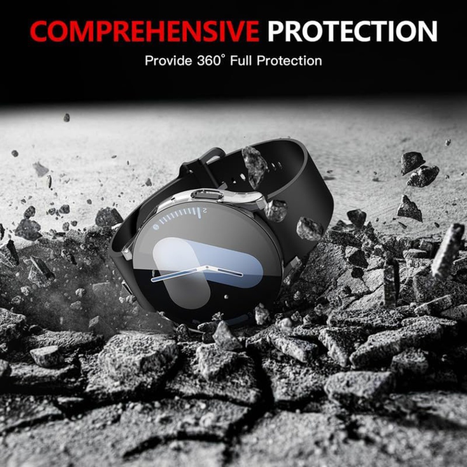 Husa Protectie 360°, Ultra-Subtire, Anti-Soc pentru Samsung Galaxy Watch7 (44mm), Anti-Soc Full Screen - Transparenta - 2 | YEO
