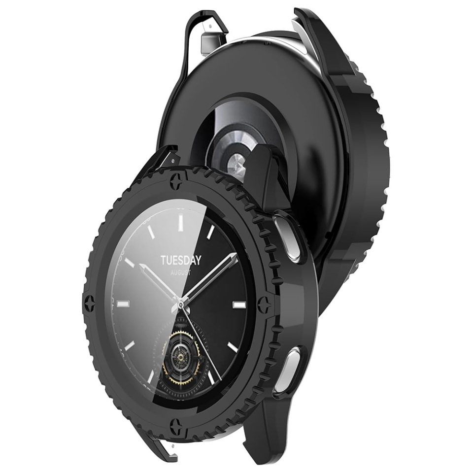 Husa Protectie 360°, Ultra-Subtire, Anti-Soc pentru Xiaomi Watch S3, Anti-Soc Full Screen - Negru - 3 | YEO