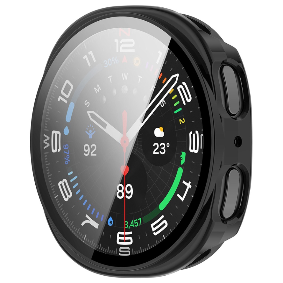 Husa protectie Smartwatch Samsung Galaxy Watch8 44mm, SKYDDAR INNOVATION, Defense360 Pro + Screen Protector, AntiSoc, set cu sticker, Negru mat - 1 | YEO
