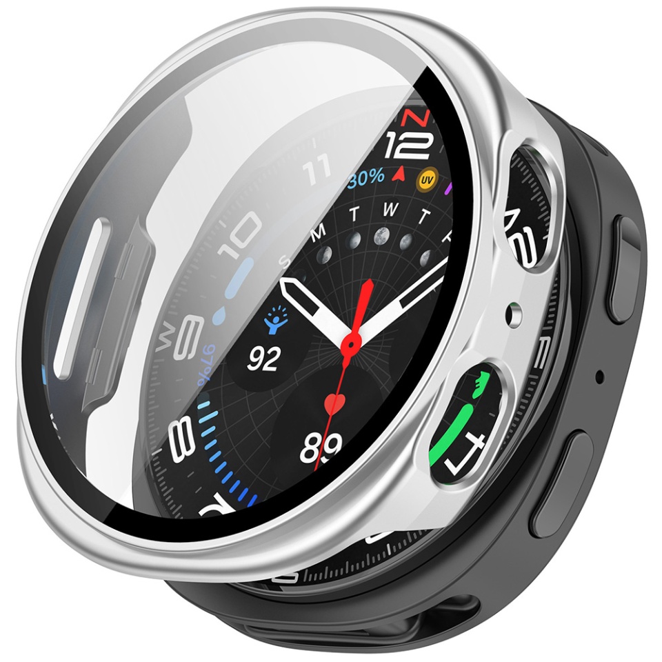 Husa protectie Smartwatch Samsung Galaxy Watch8 44mm, SKYDDAR INNOVATION, Defense360 Pro + Screen Protector, AntiSoc, set cu sticker, Gri
