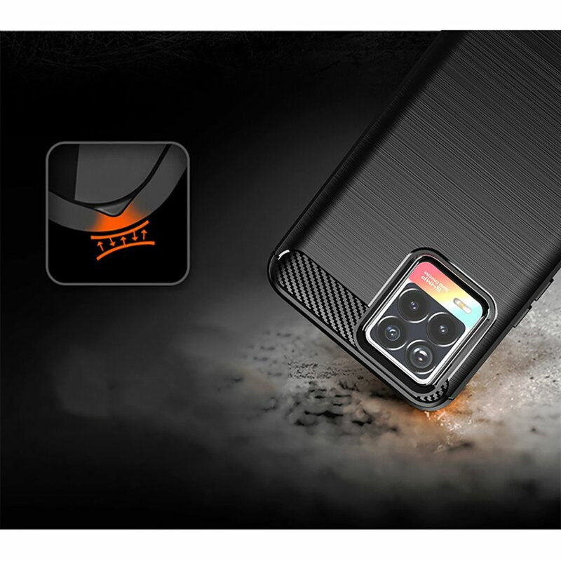 Husa Realme 8 4G / 8 Pro 4G din silicon, Slim, cu textura Fibra Carbon - Negru - 3 | YEO