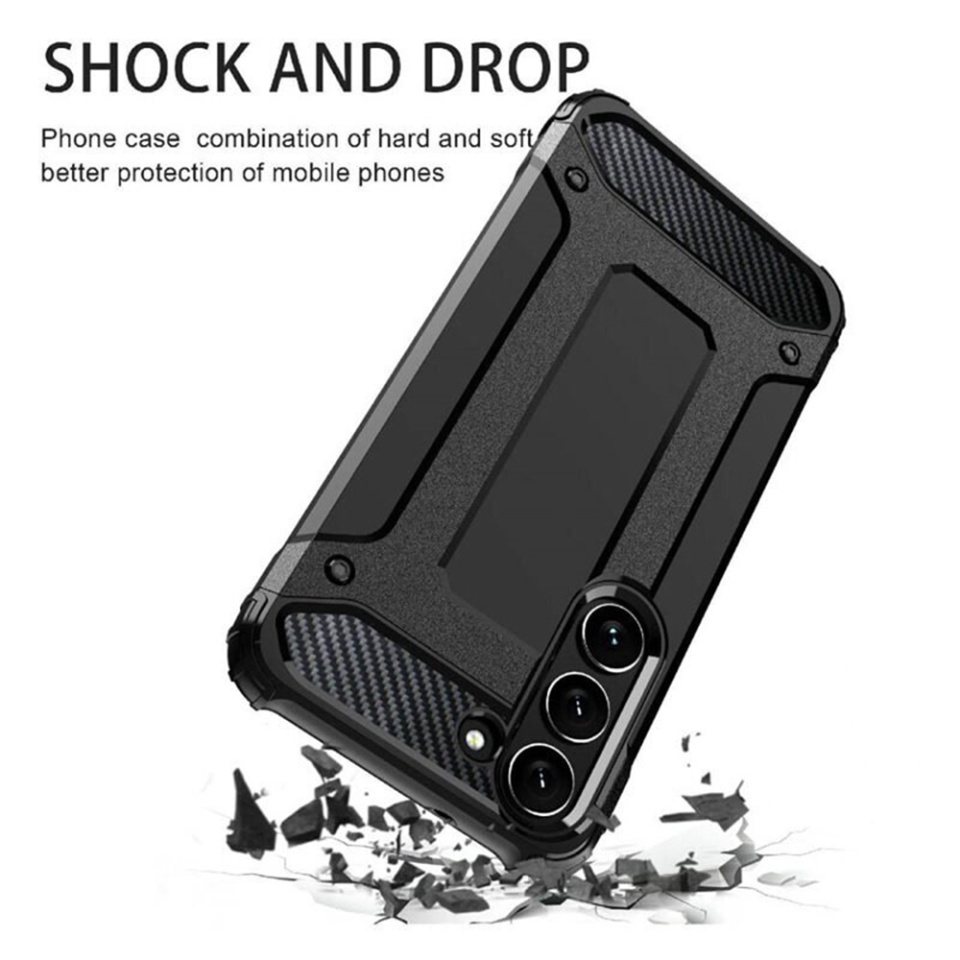 Husa Samsung Galaxy A16 4G / Galaxy A16 5G din plastic dur, margini cauciucate, antisoc, SKDR Hybrid Armor - Negru - 3 | YEO