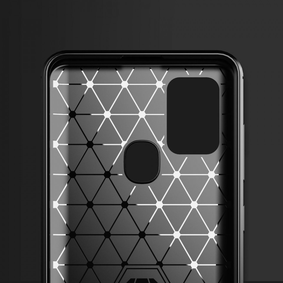 Husa Samsung Galaxy A21s din silicon, Slim, cu textura Fibra Carbon - Negru - 1 | YEO