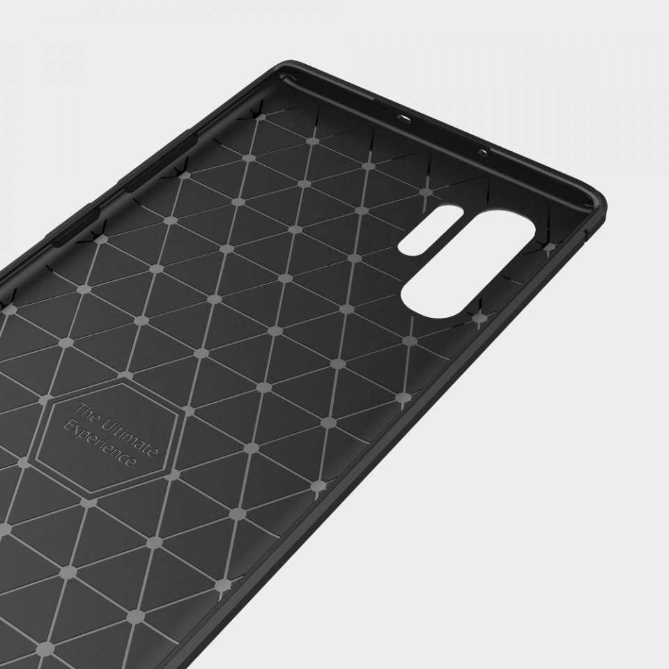 Husa Samsung Galaxy Note 10 Plus / 5G din silicon, Slim, cu textura Fibra Carbon - Negru - 3 | YEO