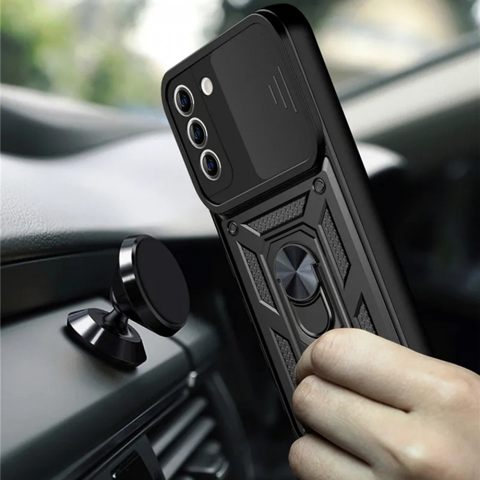 Husa Samsung Galaxy S21 Plus 5G cu inel magnetic, Techsuit CamShield - Negru - 2 | YEO