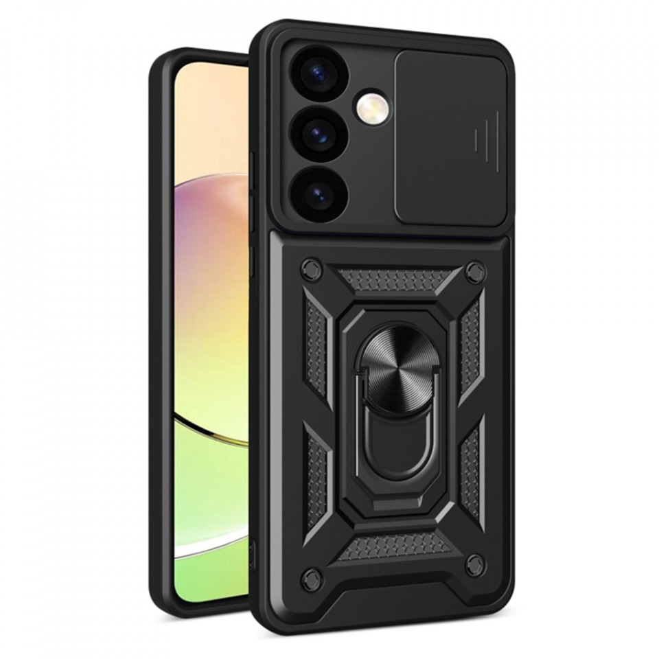 Husa Samsung Galaxy S24 Plus cu inel magnetic, Skyddar CamShield - Negru