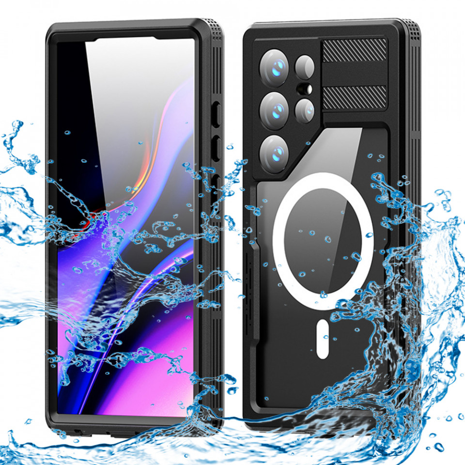 Husa Samsung Galaxy S24 Ultra rezistenta la apa, Waterproof IP68, ShellBox - Negru