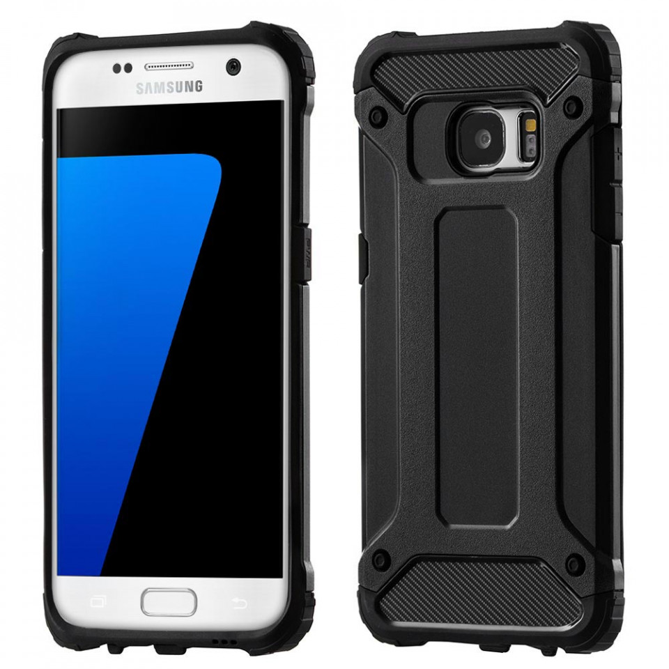 Husa Samsung Galaxy S7 Edge din plastic dur, Techsuit Hybrid Armor - Negru