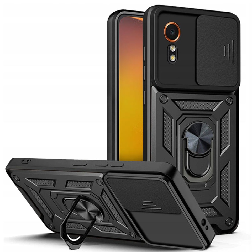Husa Samsung Galaxy Xcover7 cu inel magnetic si protectie camera Skyddar CamShield - Negru