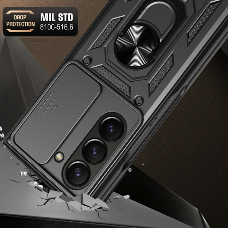 Husa Samsung Galaxy Z Fold5 cu inel magnetic si protectie camera Skyddar CamShield - Albastru - 1 | YEO