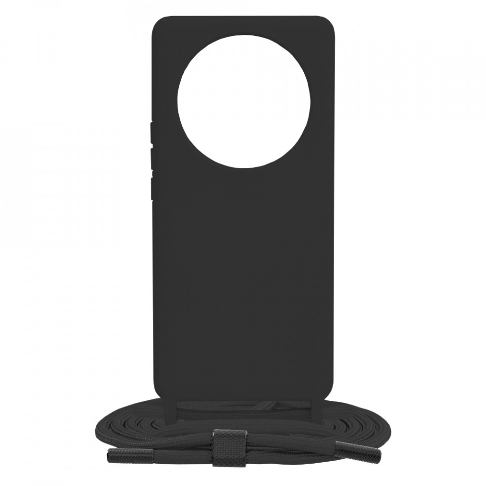 Husa silicon Honor Magic5 Lite cu snur, Techsuit Crossbody Lanyard - Negru