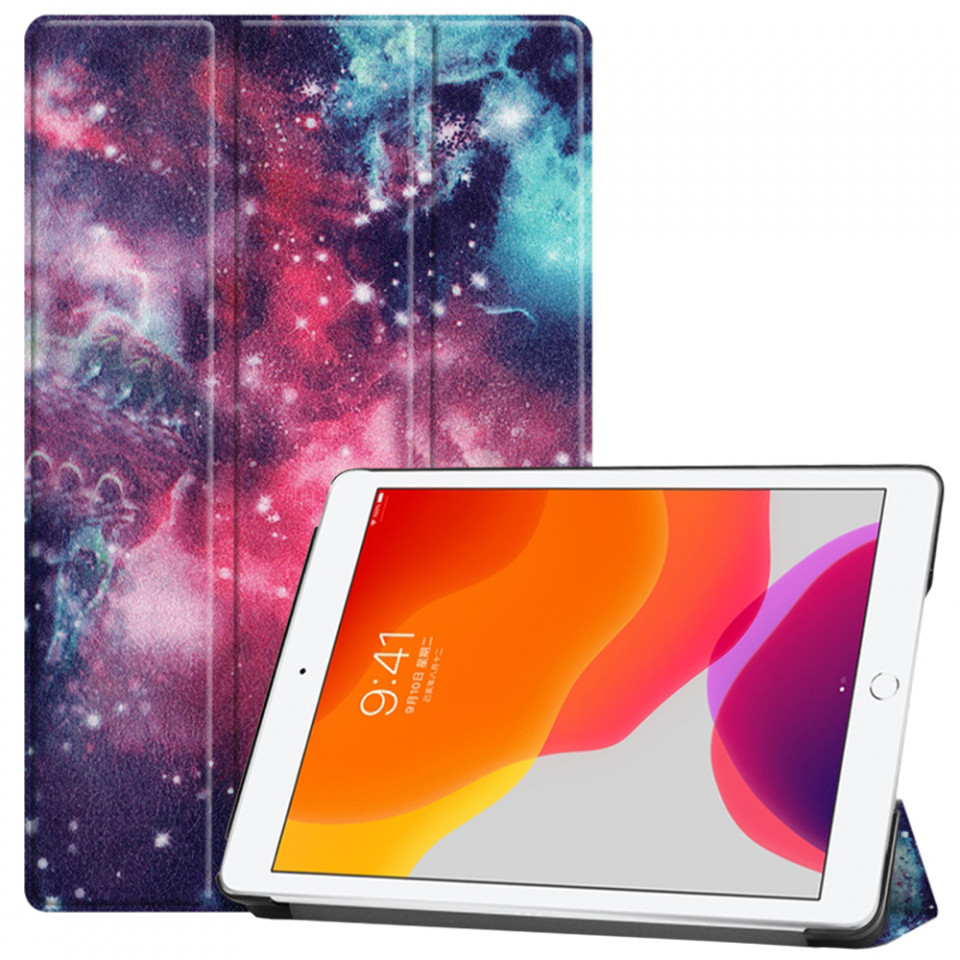 Husa tableta pentru iPad 10.2 (2019/2020/2021) cu suport Multi-Unghi și functie Sleep/Wake , SKYDDAR FoldVision Colour - Galaxy