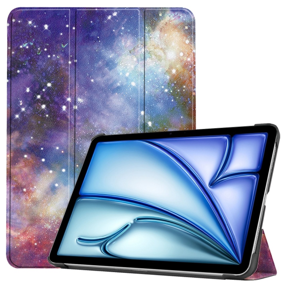 Husa tableta pentru iPad Air 13 (2024) / Air 13 (2025), SKYDDAR INNOVATION, cu suport Multi-Unghi si functie Sleep/Wake, FoldPro, Galaxy, set cu sticker