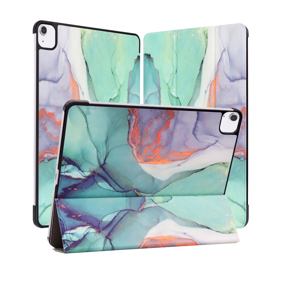 Husa tableta pentru iPad Air 13 (2024) / Air 13 (2025), SKYDDAR INNOVATION, cu suport Multi-Unghi si functie Sleep/Wake, FoldPro, Green time, set cu sticker