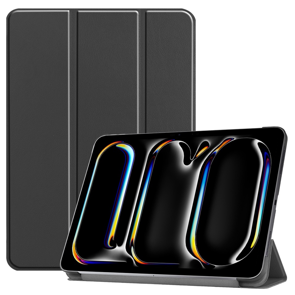 Husa tableta pentru iPad Pro 11 (2024), SKYDDAR INNOVATION, cu suport Multi-Unghi si functie Sleep/Wake, FoldPro, Negru, set cu sticker