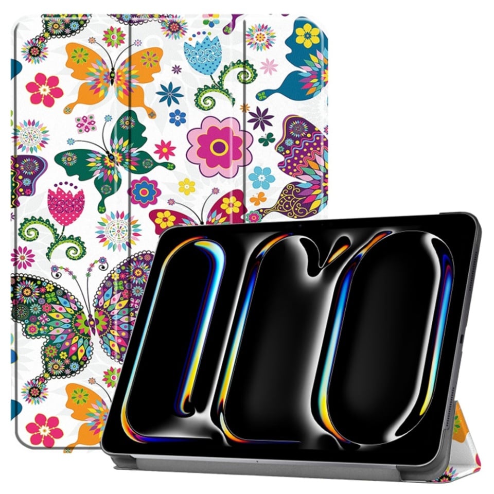 Husa tableta pentru iPad Pro 11 (2024), SKYDDAR INNOVATION, cu suport Multi-Unghi si functie Sleep/Wake, FoldPro, Butterfly, set cu sticker