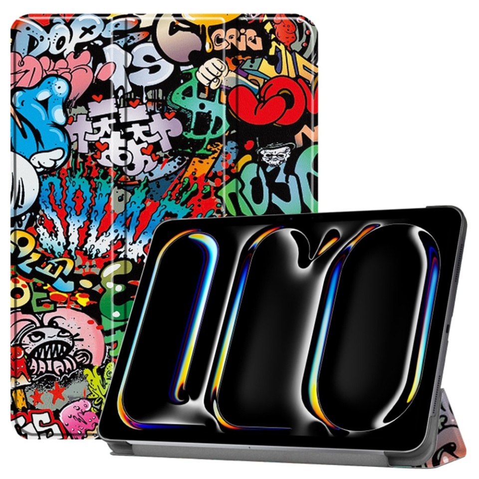 Husa tableta pentru iPad Pro 11 (2024), SKYDDAR INNOVATION, cu suport Multi-Unghi si functie Sleep/Wake, FoldPro, Urban vibe, set cu sticker