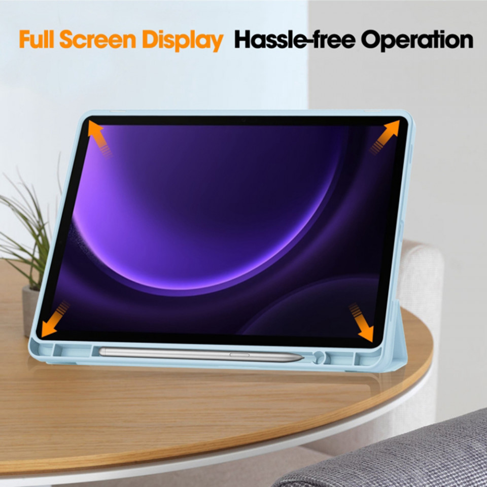 Husa tableta pentru Samsung Galaxy Tab S9 FE cu suport 2 Unghiuri și functie Sleep/Wake, SKDR OfficeMate - Bleu - 2 | YEO