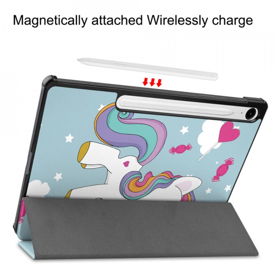 Husa tableta pentru Samsung Galaxy Tab S9 / Galaxy Tab S9 FE cu suport Multi-Unghi și functie Sleep/Wake , SKYDDAR FoldVision Colour - Unicorn - 2 | YEO