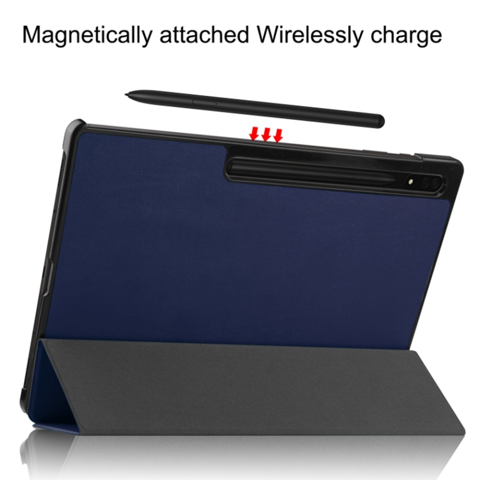 Husa tableta pentru Samsung Galaxy Tab S9 Plus / S9 FE Plus / S10 Plus, SKYDDAR INNOVATION, cu suport Multi-Unghi si functie Sleep/Wake, FoldPro, Albastru, set cu sticker - 2 | YEO
