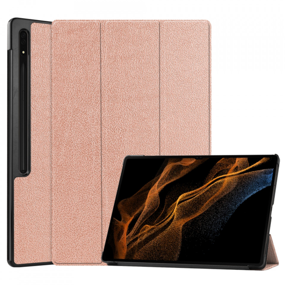 Husa tableta pentru Samsung Galaxy Tab S9 Ultra cu suport Multi-Unghi și functie Sleep/Wake , SKYDDAR FoldVision - Roz